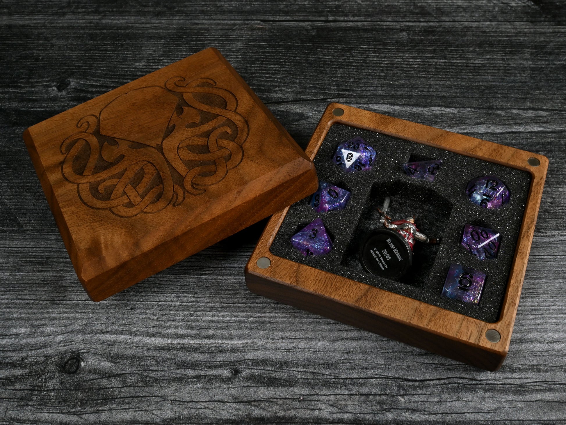 Walnut little delver dice box for dnd rpg dungeons & dragons