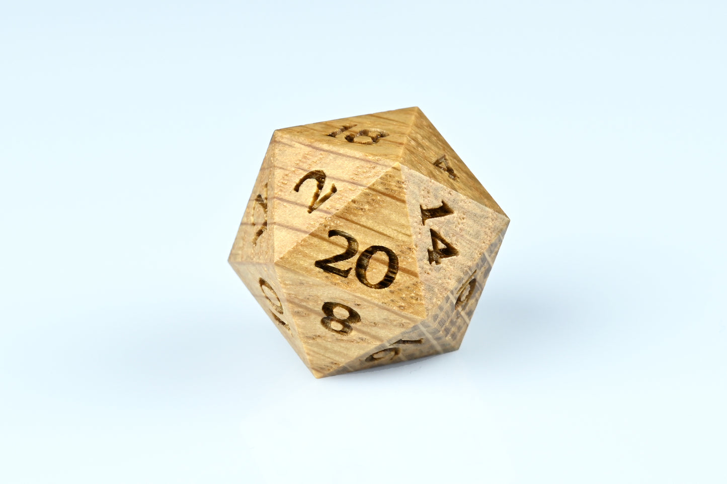 White oak wood D20 for dnd rpg dungeons and dragons