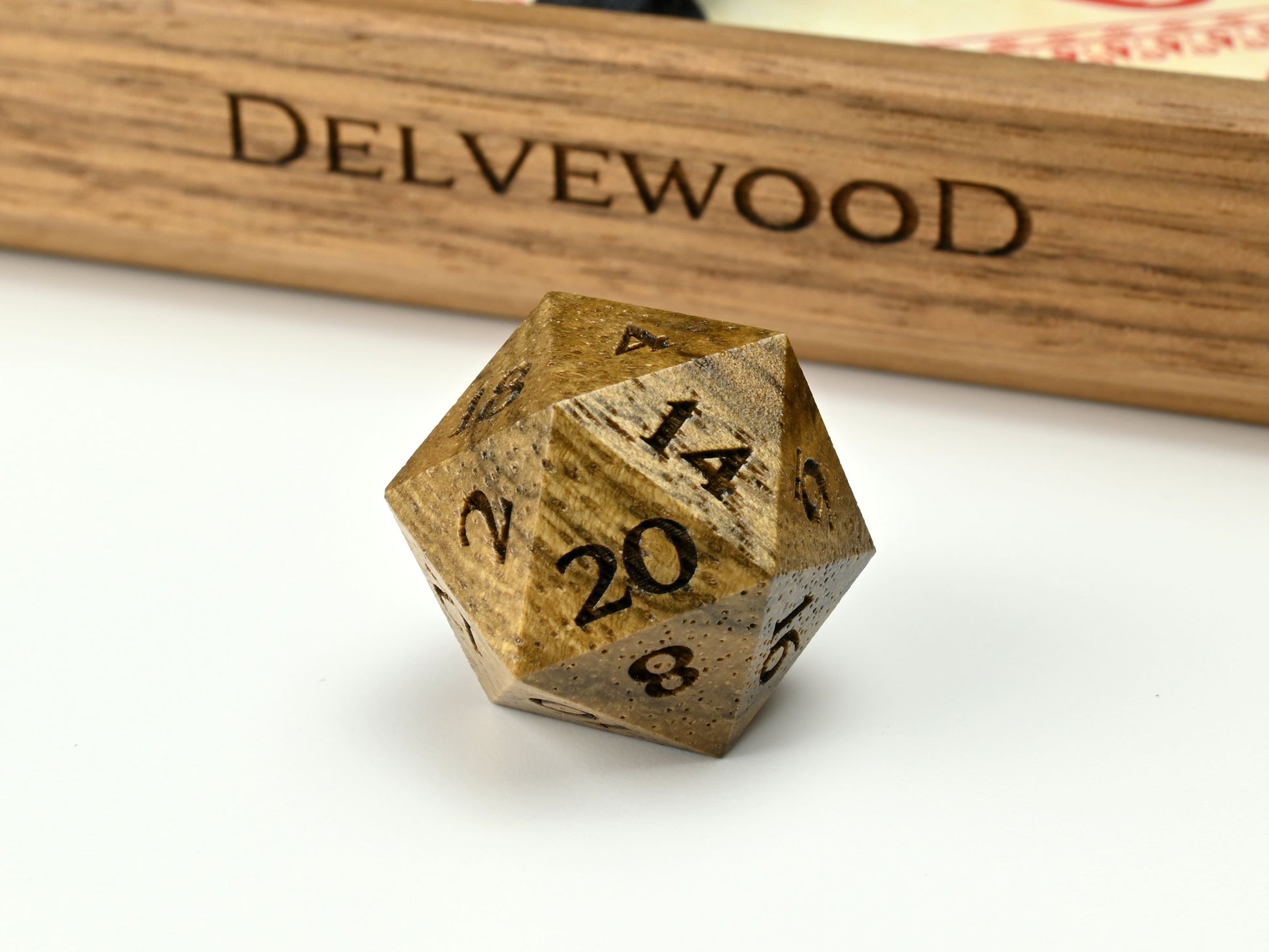Black Limba wood D20 dice