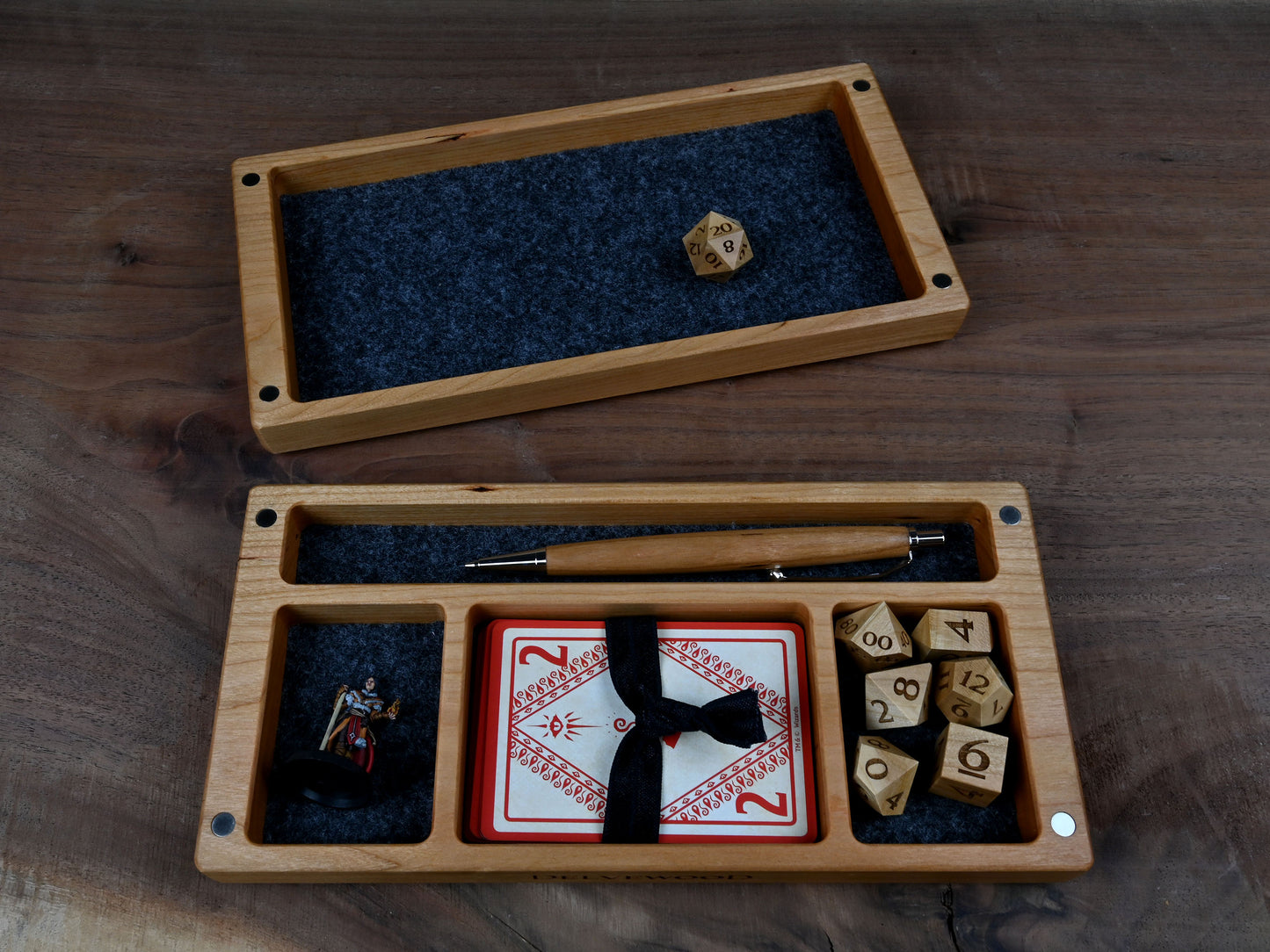 Cherry wood Delver's kit dice box and tray for dnd rpg dungeons and dragons
