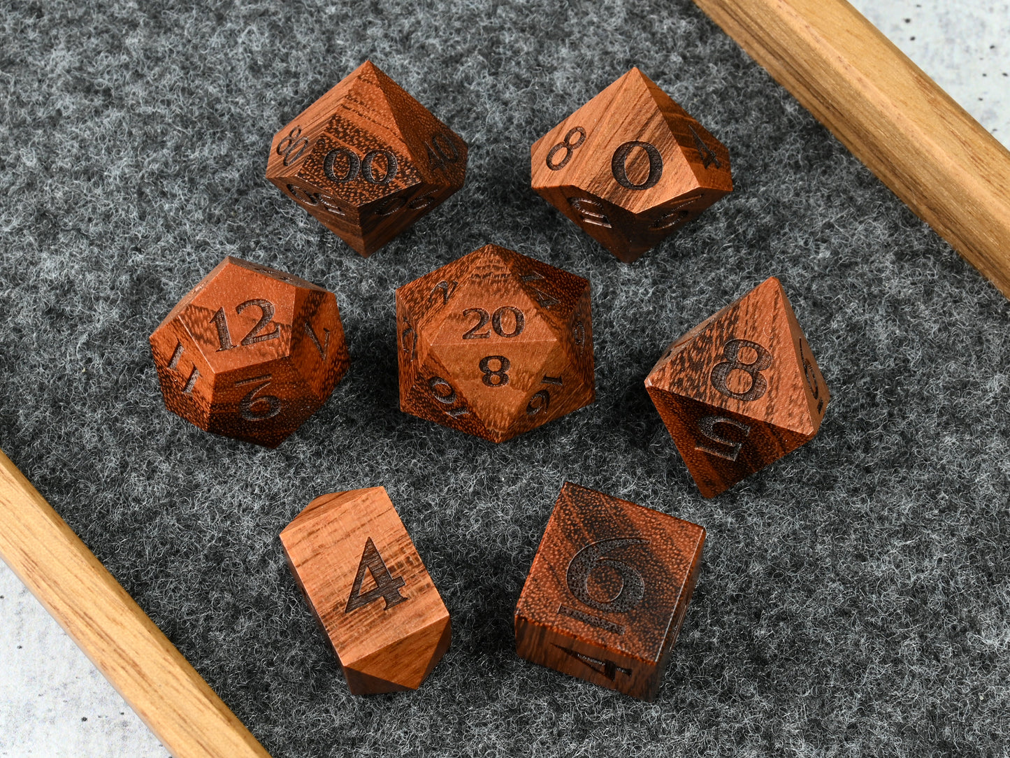 Quebracho axebreaker wood dice for dnd rpg dungeons and dragons tabletop games.
