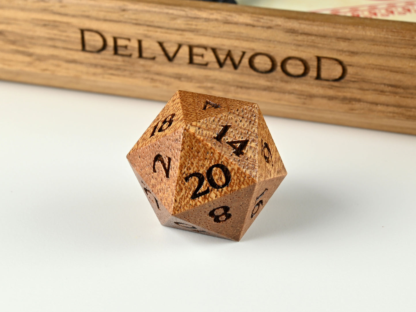 Sapele wood D20 dice